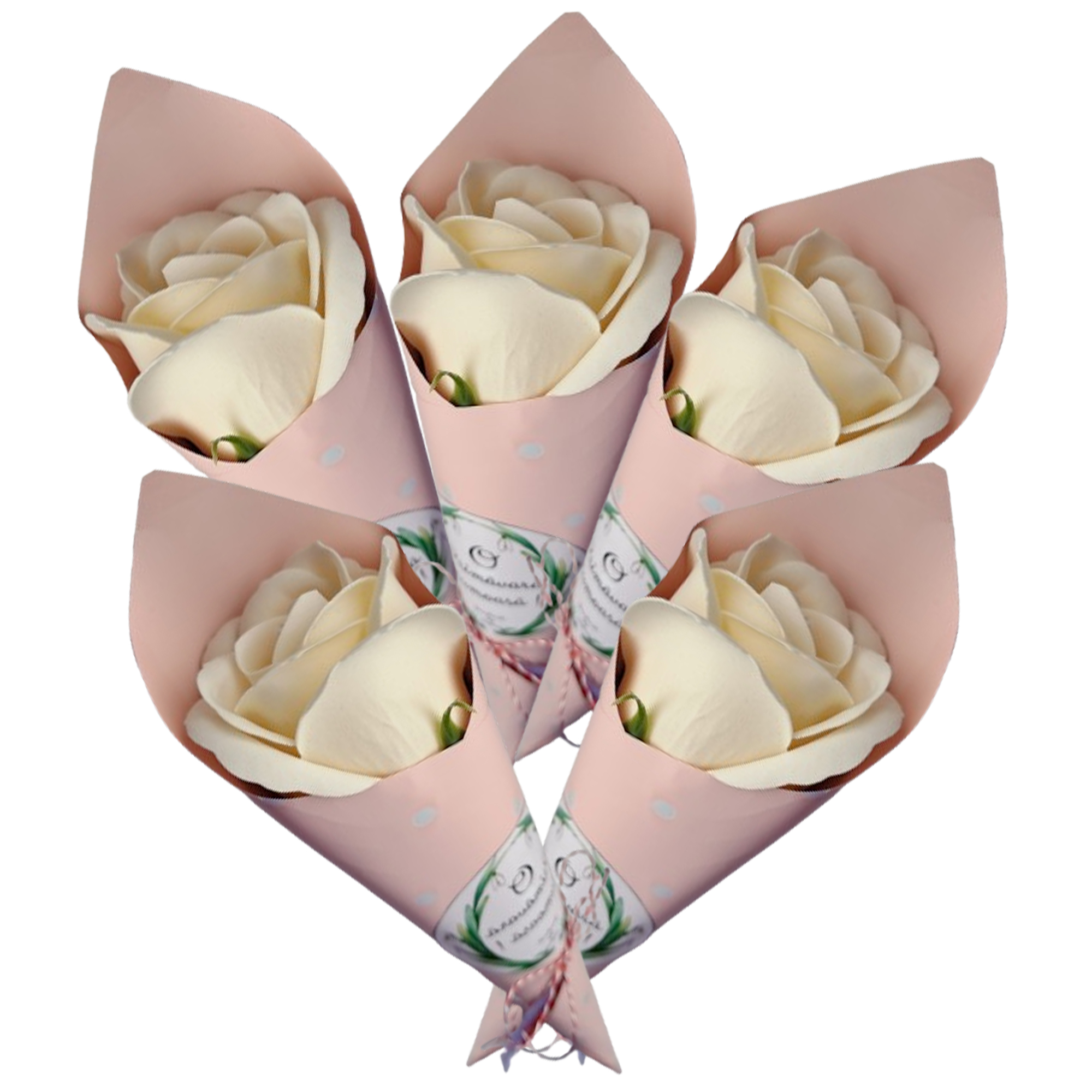 Trandafir crem in con roz - Trandafiri in con