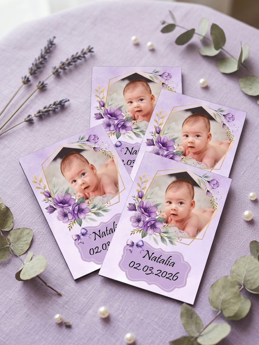 Marturie botez, magnet floral mov, model DLM-13 - Marturii magnetice Botez