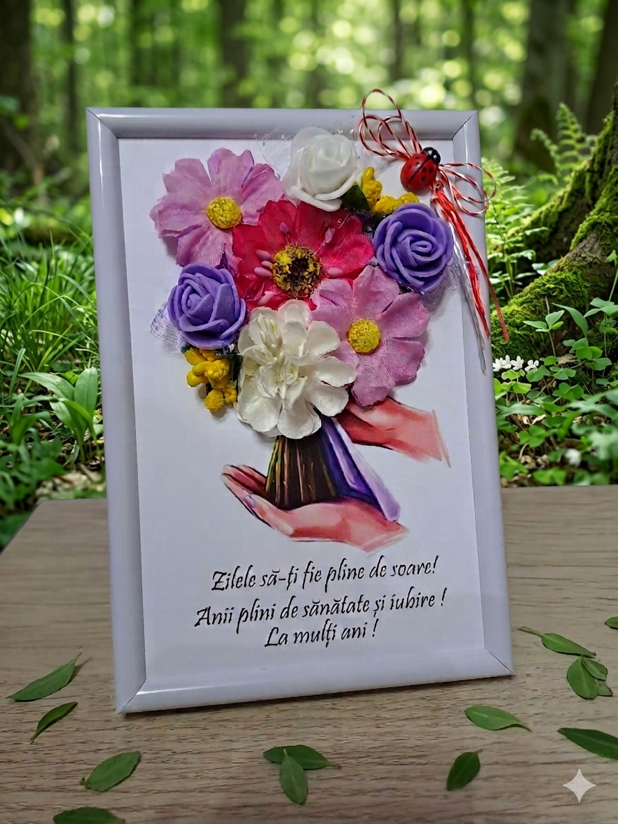 Tablou cu flori de spuma, 10x15 cm, Buchet - Tablouri Aniversari