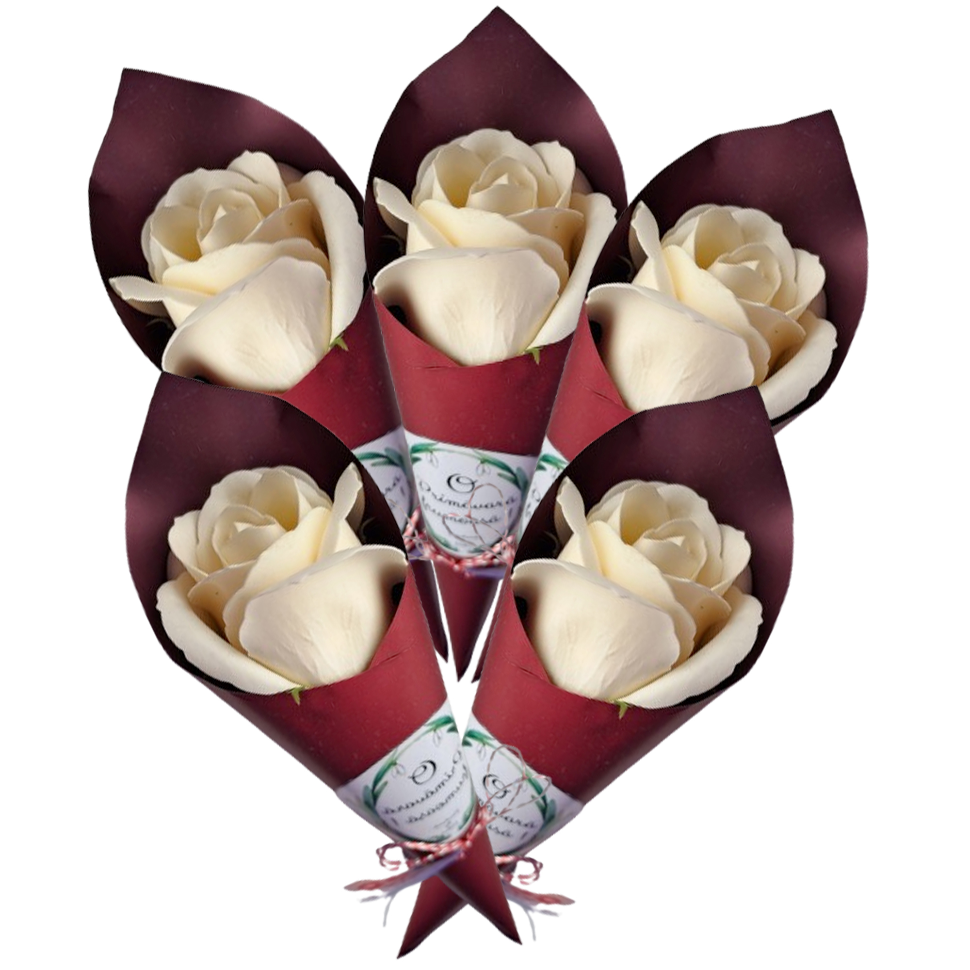 Trandafir crem in con grena - Trandafiri in con