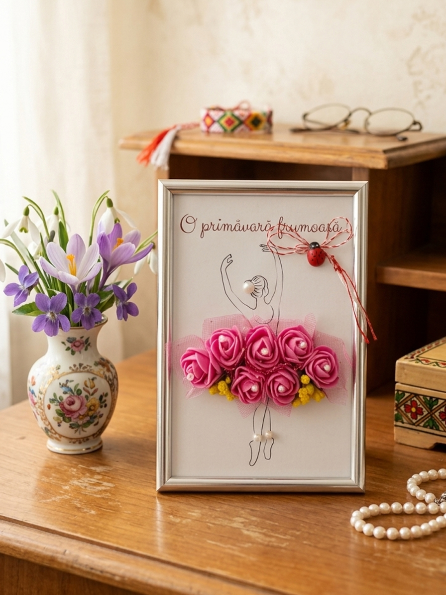 Tablou cu flori de spuma, 10x15 cm, Balerina - Tablouri 1 Martie