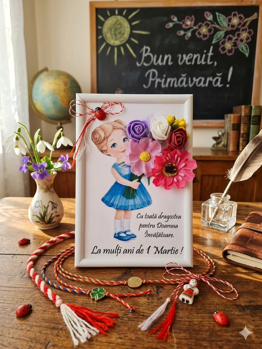 Tablou Handmade "Doamna Invatatoare - 1 Martie" Fetita - Tablouri 1 Martie