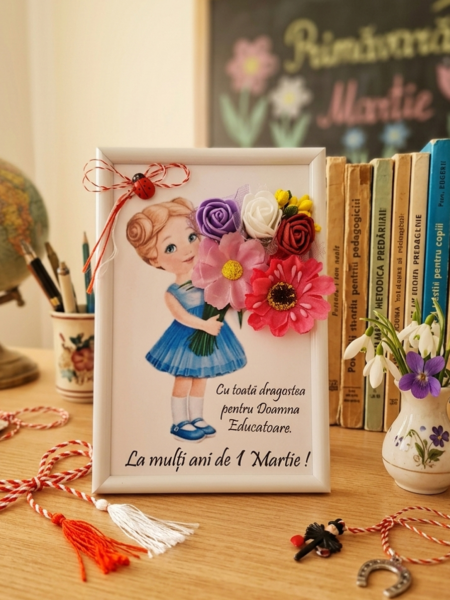 Tablou Handmade "Doamna Educatoare - 1 Martie" Fetita - Tablouri 1 Martie