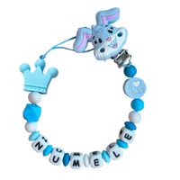 Lănțișor pentru suzetă, personalizat cu numele bebelusului, I LOVE DAD, cod 20250024 - imagine 2