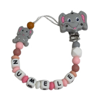 Lănțișor pentru suzetă, personalizat cu numele bebelusului, Elefantel, cod 20250026 - DLM-20250026