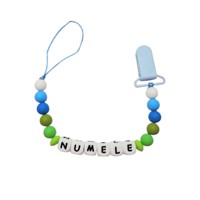 Lănțișor pentru suzetă, personalizat cu numele bebelusului, Degrade albastru, cod 20250181 - DLM-20250181