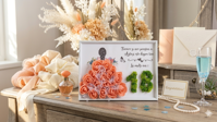 Tablou majorat -„Povestea la 18 ani”, 15x20 cm, roz somon - imagine 2