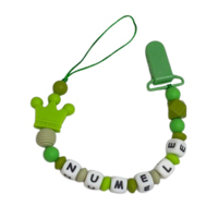 Lănțișor pentru suzetă, personalizat cu numele bebelusului, Coroana verde, cod 20250002 - imagine 2