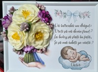 Tablou „Vreti să fiti nașii mei?”, Baiat, cu flori de sapun - 15x20 cm - imagine 2