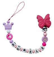 Lănțișor pentru suzetă, Coroana mov, cod 20250069 - 