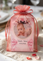 Marturie botez, magnet floral roz, model DLM-15 - imagine 2