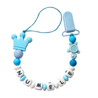 Lănțișor pentru suzetă, personalizat cu numele bebelusului, Testoasa bleu, cod 20250021 - imagine 2
