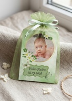 Marturie botez, magnet floral verde, model DLM-14 - imagine 2