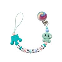 Lănțișor pentru suzetă, personalizat cu numele bebelusului, Elefant verde, cod 20250020 - imagine 2