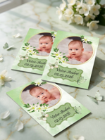 Marturie botez, magnet floral verde, model DLM-14