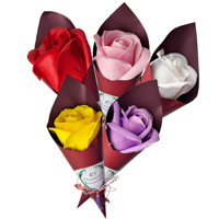 Trandafir in con, celofan visiniu, Mixt 2 - 20250085