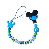 Lănțișor pentru suzetă, personalizat cu numele bebelusului, Mickey albastru, cod 20250016 - imagine 2
